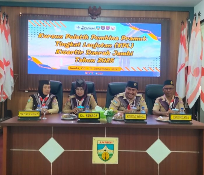 Tingkatkan Kompetensi Kepramukaan, Guru MAN 2 Tebo Ikuti Pelatihan Pelatih KPL di Kwarda Provinsi Jambi.