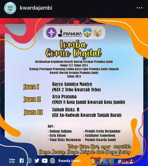 Siswa MAN 2 Tebo Terbaik Satu Pada Lomba Karya Cipta Pramuka Tingkat Provinsi Jambi