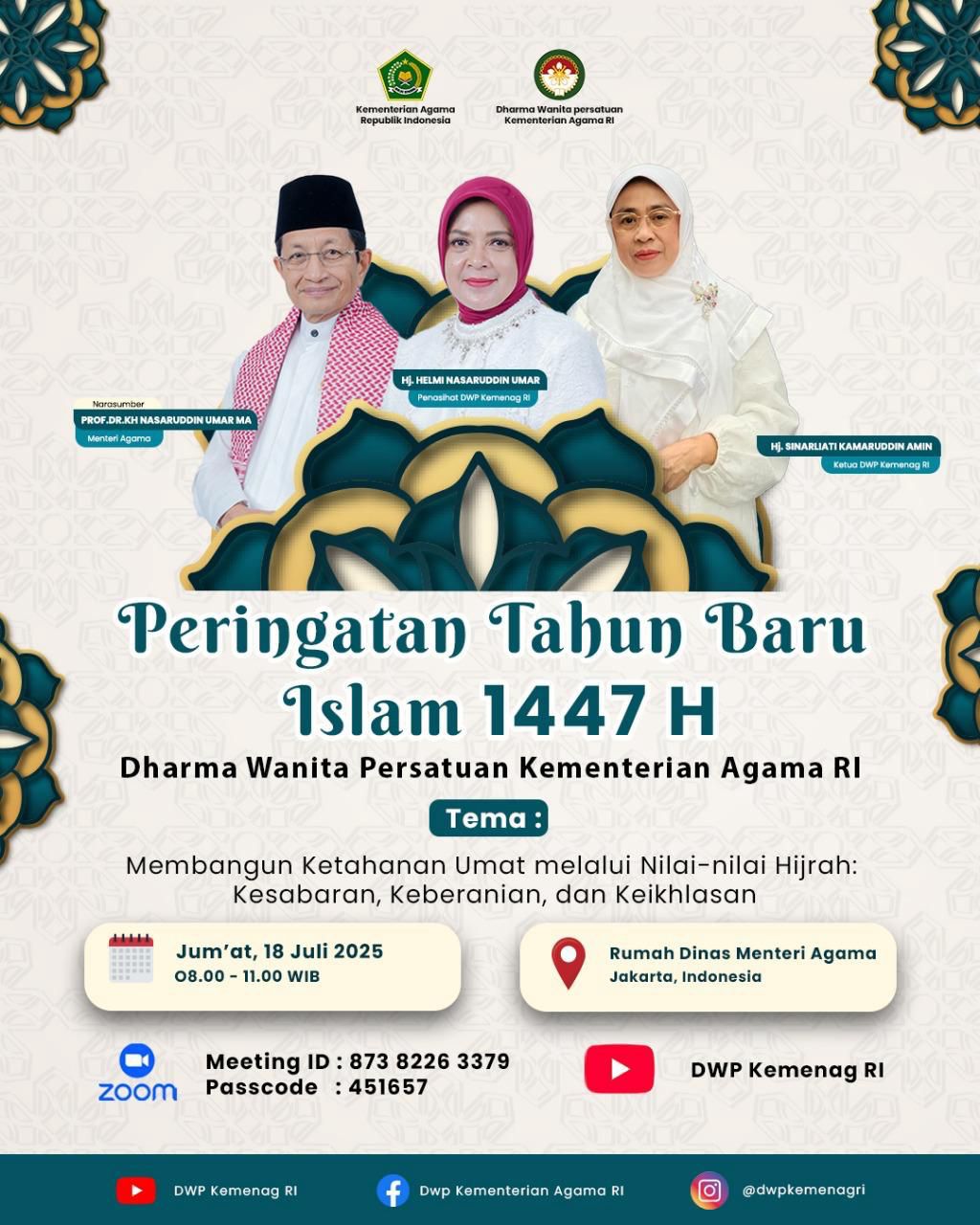 DWP MAN 2 TEBO IKUTI PERINGATAN TAHUN BARU ISLM 1447. H DWP. KEMENAG RI. VIA ZOOM MEETING