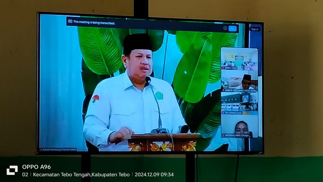 MELALUI ZOOM MEETING, MAN 2 TEBO IKUTI PENCANANGAN PEMBANGUNAN ZONA INTEGRITAS MENUJU WBK DAN WBBM KANWIL KEMENAG PROVINSI JAMBI,